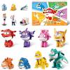 Super Wings Transforming - Giocattoli per bambini, 14 pezzi, giocattolo da 2 pollici, con giocattolo robot, 4 pezzi, con scatola regalo Pokeable Surprise, per ragazzi e ragazze dai 3 anni in su