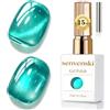 Senvenski Gelatina Vetro Cat Eye Smalto Semipermanente, 15ML Occhi di Gatto Magnetica per Gel Unghie Kit Olografico Glitterato Cristallo Smalti Unghie Salon Home DIY (acqua, 0.5fl oz)