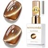 Senvenski Gelatina Vetro Cat Eye Smalto Semipermanente, 15ML Occhi di Gatto Magnetica per Gel Unghie Kit Olografico Glitterato Cristallo Smalti Unghie Salon Home DIY (Marrone, 0.5fl oz)