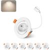 Jaenmsa Faretti LED Soffitto Incasso Cartongesso, Faretti da Incasso 4W Foro Φ 55-65mm 400 Lumen 4000K Luce Neutra, IP44, 30-60° Angolo Regolabile, per Interni Bagno Cucina Soggiorno, Set di 6