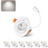 Jaenmsa Faretti LED Soffitto Incasso Cartongesso, Faretti da Incasso 4W Foro Φ 55-65mm 400 Lumen 6000K Luce Fredda, IP44, 30-60° Angolo Regolabile, per Interni e Commerciale, Set di 6