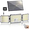 Giliwosy Luci Solari da Giardino, Faretto Led da Esterno Solare con Sensore di Movimento, Luce Solare Led Esterno con Telecomando 4 Modes IP67 Impermeabile, 1 Pezzo