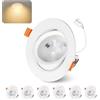 Jaenmsa Faretti LED Soffitto Incasso Cartongesso, Faretti da Incasso 10W Foro Φ 90-100mm 960 Lumen 3000K Luce Calda, IP44, 30-60° Angolo Regolabile, per Interni Bagno Cucina Soggiorno, Set di 6