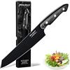 Dream Reach Coltello da Chef, Coltello da Cucina Nero, Acciaio Inossidabile ad Alto Tenore Di Carbonio, Manico In Legno Ergonomico per Cucina