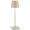 Zafferano, Poldina Pro, Lampada da Tavolo Ricaricabile e Senza Fili con Controllo Touch, Utilizzabile anche come Lampada da Esterni, Dimmer, 2200-3000 K, Altezza 38 cm, Colore Sabbia