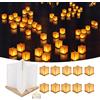 FUELYE Confezione da 20 lanterne galleggianti a forma di stella da 15,2 cm con base in legno impermeabile, lanterne d'acqua di carta decorative con candela LED (20 set di lanterne + candele LED senza