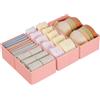 DIMJ Organizer per Cassetti 4 Pezzi Organizer per Armadio, Divisori per Cassetti Separatori per Cassetti Organizzatore Cassetti, per Calze, Biancheria Intima, Rosa