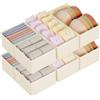 DIMJ Organizer per Cassetti 8 Pezzi Organizer per Armadio, Divisori per Cassetti Separatori per Cassetti Organizzatore Cassetti, per Calze, Biancheria Intima, Beige