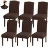 Granbest Coprisedie ad Alta Elasticità, Jacquard per Sala da Pranzo, Rimovibili per Cucina, Ristorante e Hotel (Set di 6, Cioccolato)
