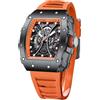 DAXIAOYU Orologio al quarzo da uomo con scheletro 3D, quadrante a forma di tonneau, cinturino in silicone, calendario, visualizzazione della data, impermeabile, casual, orologio da polso sportivo,