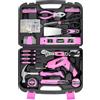 DIFFLIFE KINETIX Set di attrezzi da donna, 143 pezzi, rosa, kit di riparazione per la casa con cacciavite elettrico
