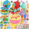 SACBRZZ 4 IN1 Kit plastilina per Bambini, 104 Pezzi Formine per Plastilina Accessori Cucina, Gelateria+Noodle+Pasticcera+Burger, 36 Vasetti Das Pasta modellabile, Regalo per Bambini dai 3 ai 12 Anni