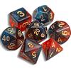 QMAY DND Dice - Set di 7 dadi poliedrici per Dungeon e Dragons MTG RPG D&D D20, D12, D10, D%, D8, D6, D4 (blu misto rosso + glitter)