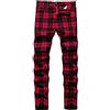 Generic Pantaloncini chino da uomo, skinny fit, a quadri, pantaloni da abito a vita bassa, elasticizzati, slim chino con gamba affusolata, eleganti, casual, da lavoro, pantaloni da golf, taglia M-3XL, vino