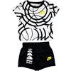 NIKE -T-SHIRT E SHORT -GIROCOLLO A COSTINE -SHORT CON GIROVITA ELASTICIZZATA -LOGO NIKE bianco BIANCO/NERO 023 6-7 anni