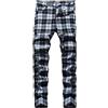 Generic Pantaloncini chino da uomo, skinny fit, a quadri, pantaloni da abito a vita bassa, elasticizzati, slim fit, pantaloni eleganti e casual per affari, pantaloni a gamba affusolata, pantaloni da golf