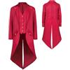 YQVGFBY Frac Gotico Steampunk da Uomo, Giacca Vintage Medievale Vittoriana Uniforme Smoking Lungo, Costumi per Feste Cosplay Rinascimentali da Pirata Vampiro per Uomini Adulti, Rosso, XXXL