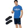LOTTO homewear Completo Sportivo Uomo Cotone T-Shirt + Pantaloncino + Calzini in OMAGGIO Pigiama Corto Estivo Uomo leggero M L XL 3XL 4XL 5XL Calibrato Taglie Maxi (BLUETTE 205, S)