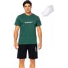 LOTTO homewear Completo Estivo Uomo Cotone T-Shirt + Pantaloncino + Calzini Omaggio, Pigiama Corto Uomo, Calibrato Taglie Maxi e Standard (VERDE 214, M)