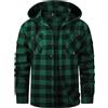 SwissWell Camicia Uomo Flanella Camicia Quadri con Cappuccio Uomo Manica Lunga Casual Felpe Verde L