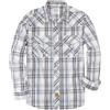 Dubinik® Camicia Uomo Quadri Bottoni Vintage Casual con Bottoni Automatici Western Cowboy Regular Fit Blu Chiaro Crema S