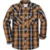 Dubinik® Camicia Uomo Quadri Bottoni Vintage Casual con Bottoni Automatici Western Cowboy Regular Fit Nero Arancione Bruciato 2XL