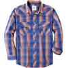 Dubinik® Camicia Uomo Quadri Bottoni Vintage Casual con Bottoni Automatici Western Cowboy Regular Fit Arancione e Blu Reale S