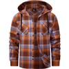 SwissWell Camicia Uomo Flanella Camicia Quadri con Cappuccio Uomo Manica Lunga Casual Felpe Arancione Blu L
