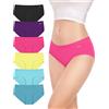 TANSTC Mutande Culotte Donna Cotone, Slip Donna in Cotone - Confezione da 6 Slip Hipster, Vita Bassa Ed Elasticizzati, Traspiranti