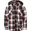 SwissWell Camicia Uomo Flanella Camicia Quadri con Cappuccio Uomo Manica Lunga Casual Felpe caffè XXL