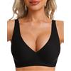 HOWIN Reggiseno Senza Ferretto Donna Bralette Scollatura a V Profonda | Reggiseno Minimizer Riducente, Push Up, Imbottito, Curvy, Senza Cuciture, Comodo, Morbito, Plunge Jelly Bra, Traspirante