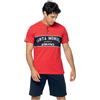 LOTTO homewear Pigiama Uomo Cotone Estivo Corto Sportivo Pantaloncino Maniche Corte Comodo (IT, Testo, S, Regular, Regular, Rosso 199)