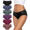 TANSTC Mutande Culotte Donna Cotone, Slip Donna in Cotone - Confezione da 6 Slip Hipster, Vita Bassa Ed Elasticizzati, Traspiranti (IT, Testo, S, Regular, Regular, Multipack X 6)