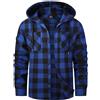 SwissWell Camicia Uomo Flanella Camicia Quadri con Cappuccio Uomo Manica Lunga Casual Felpe Blu L