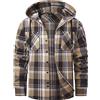 SwissWell Camicia Uomo Flanella Camicia Quadri con Cappuccio Uomo Manica Lunga Casual Felpe Blu-Beige 3XL