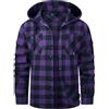 SwissWell Camicia Uomo Flanella Camicia Quadri con Cappuccio Uomo Manica Lunga Casual Felpe Viola XL
