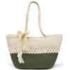 Pahajim Tote Bag Donna Borse a Spalla Borsa Uncinetto Borsa Shopper Intrecciata in Corda di Cotone Shoulder Bag con Cerniera Tracolla Crochet per Viaggio Vacanza