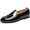 JHYUUKAU Mocassini da Uomo con Nappine Scarpe Eleganti in Pelle Lucida Slip-on Scarpe Formali per Matrimonio, Festa e Lavoro,Nero,37 EU
