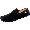 Ninepointninetynine Mocassini da uomo punta rotonda in pelle scamosciata Vamp Penny Driving mocassini comodi flessibili tacco piatto moda casual slip on, Nero , 40 2/3 EU