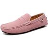 Ninepointninetynine Mocassini da uomo punta rotonda in pelle scamosciata Vamp Penny Driving mocassini comodi flessibili tacco piatto moda casual slip on, rosa, 40 2/3 EU