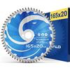 FALKENWALD® - Lama per sega circolare 165 x 20 mm, ideale per alluminio, per tagli sottili, compatibile con lama per sega Makita e Bosch da 165 x 20