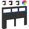vidaXL Testiera a LED con ripiani nera 140x17x102 cm