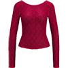 JJXX Jxleah Top in Pizzo STR LS Deep Back Maglietta a Maniche Lunghe, Racing Red, L Donna