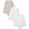 Care Body LS - AOP (3-pack), Body Manica Lunga Unisex - Bimbi 0-24, Marshmallow White (111), 3 anni