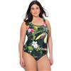 Ulla Popken Badeanzug, Tukan, ohne Softcups, Rundhalsausschnitt Costume Intero, Nero, 58-60 Donna