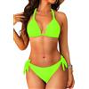 Aqua Eve Bikini da Donna con Scollo all'Americana - Costume da Bagno a Due Pezzi con Cravatta a Triangolo 2025 Costumi da Bagno Carino, Verde Fluorescente, M