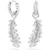Swarovski Vienna Orecchini, Tagli Misti, Piuma, Bianco, Placcato Rodio