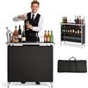 VEVOR Tavolo da Bar Pieghevole e Portatile, Bancone Smontabile 980 x 385 x 870 mm, con Borsa per Trasporto, Ripiano Portaoggetti e Tela Rimovibile, Postazione Bar per Mercatini Eventi Feste e Fiere