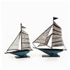 2 Pezzi Barca a Vela Decorativa Vintage Veliero in Metallo Decorativo