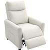 HOMCOM Poltrona Relax Reclinabile Manuale 145° Poggiapiedi, Bianco Crema
